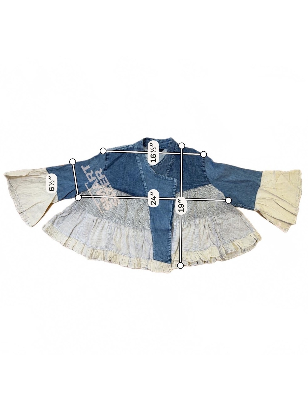 YOUNG THREADS Desert Dream Denim Lapel Peplum Cardigan Latte NWT S - Picture 4 of 4
